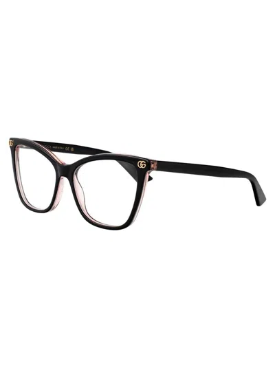 Gucci Gg1817o Linea Emblem Eyeglasses In Black-black-transparent
