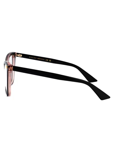 Gucci Gg1817o Linea Emblem Eyeglasses In Black-black-transparent