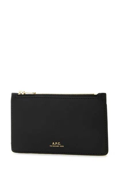 Apc A.p.c. Women Black Leather Willow Card Holder In Black