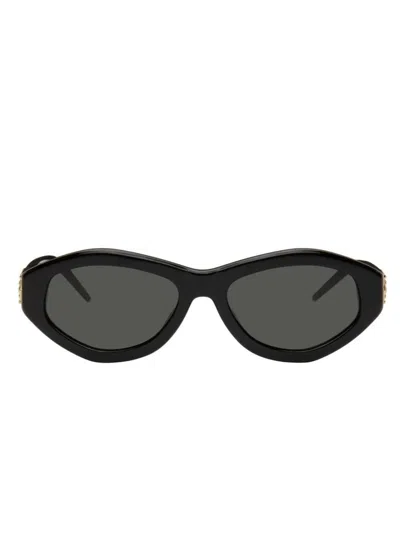 Casablanca Oval Sunglasses With Monogram Plaque In Black