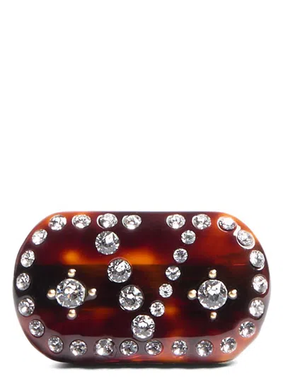 Valentino Garavani Tortoiseshell Green Hair Clip With Crystals And Gold Details Women