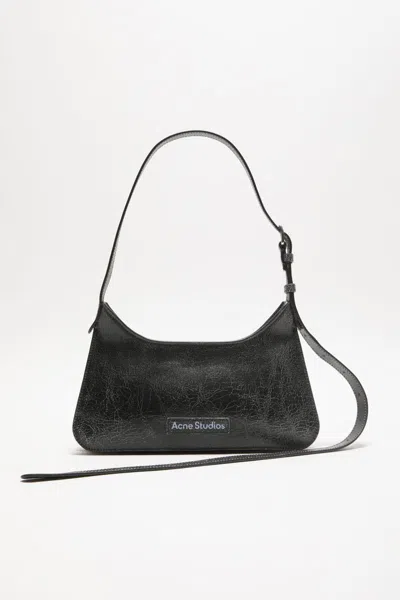 Acne Studios Black Shoulder Bag With Cracked Leather Finish