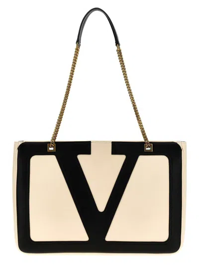 Valentino Garavani Garavani Viva Superstar Medium Nappa Leather Shopping Bag Woman Butter/black Uni