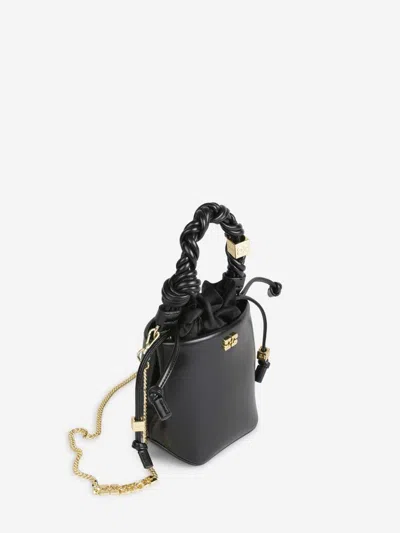 Ganni Bou Bucket Mini Crinkle Oleatex Handbags Black