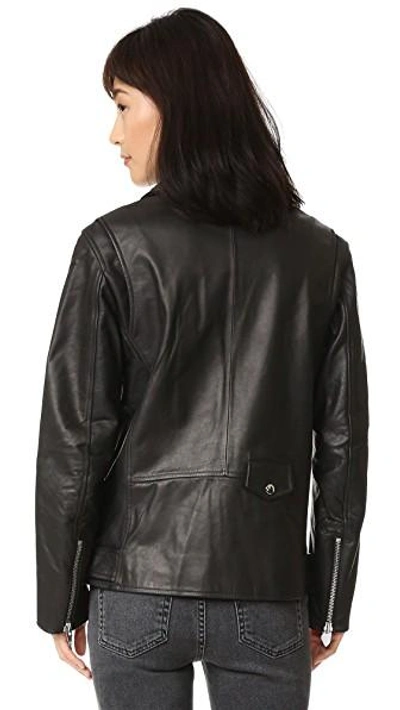 Shop Alexander Wang T Leather Oversized Motorcycle Jacket In Black