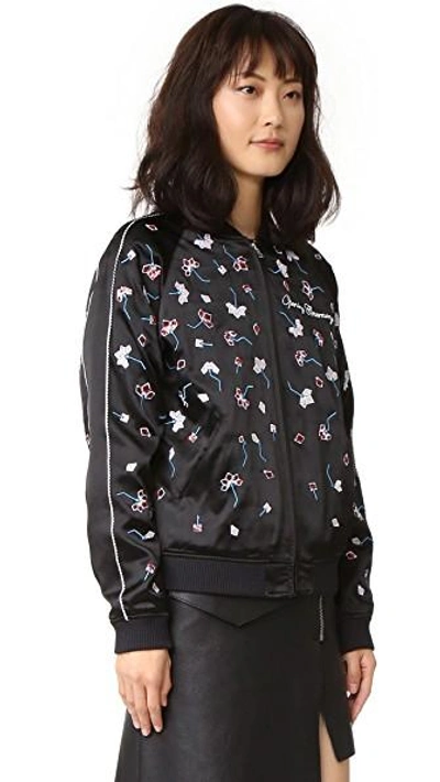 Shop Opening Ceremony Embellished Silk Bomber In Black