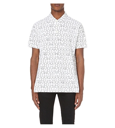 Givenchy Star-print Cotton-pique Polo Shirt In Blanc
