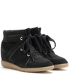 ISABEL MARANT BOBBY SUEDE WEDGE SNEAKERS,P00211142