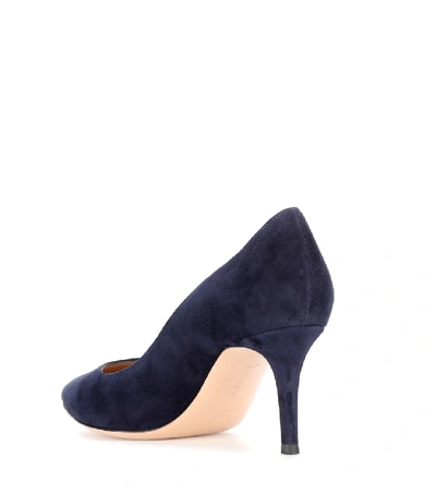 Gianvito Rossi Pointed 90mm Canvas Pumps In Blue