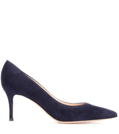 Gianvito Rossi Pointed 90mm Canvas Pumps In Blue