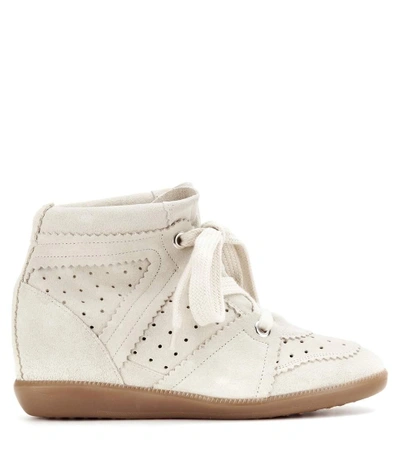 Shop Isabel Marant Bobby Suede Wedge Sneakers In Neutrals