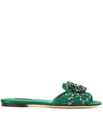 Shop Dolce & Gabbana Bianca Slip-on Sandals In Green