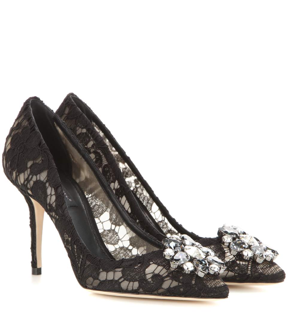 dolce & gabbana bellucci embellished lace pumps