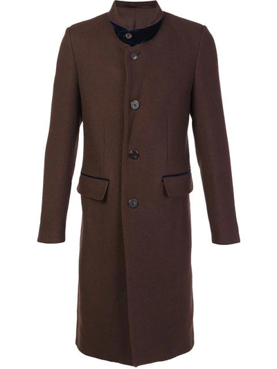 Umit Benan Notched Lapel Mid Coat In Brown
