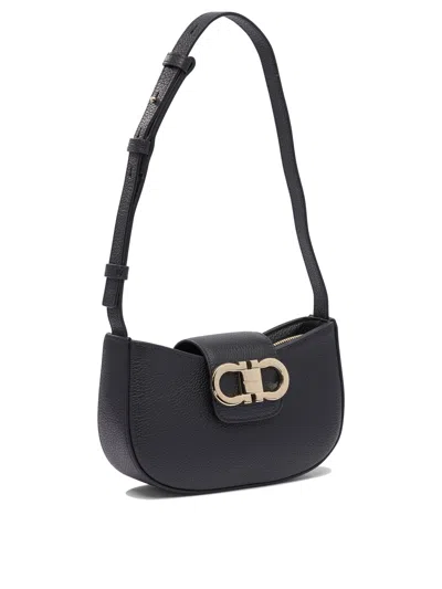 Ferragamo Gabry Black Calf Leather Shoulder Bag