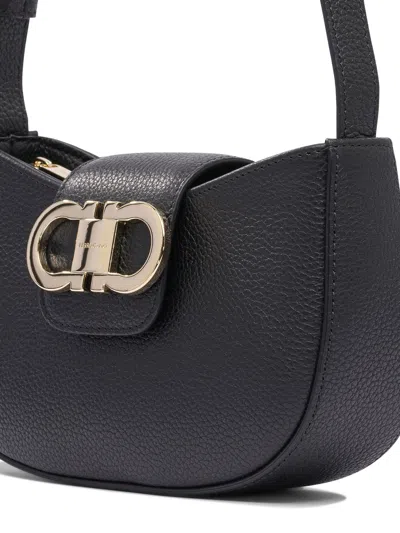 Ferragamo Gabry Black Calf Leather Shoulder Bag