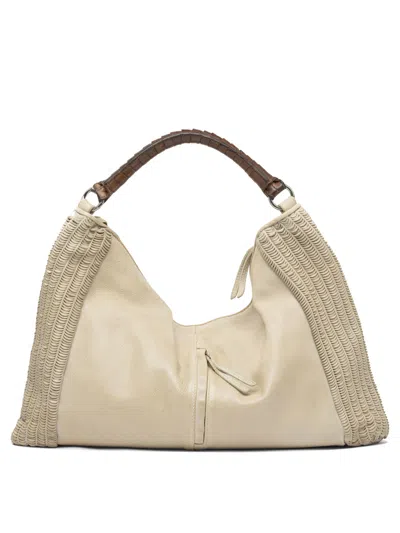 Giancarlo Nevola Textured Beige Shoulder Bag In Nude