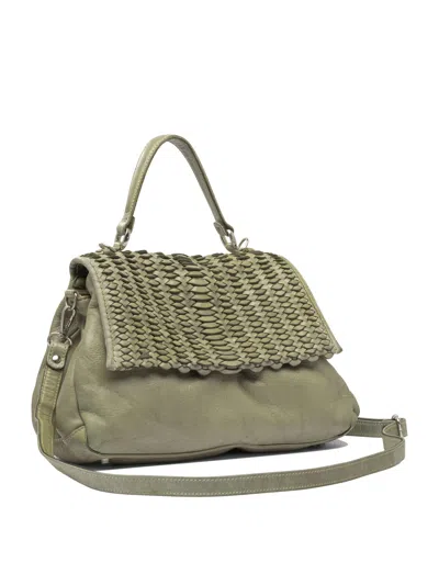 Giancarlo Nevola Textured Green Leather Shoulder Bag In Neutral