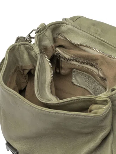 Giancarlo Nevola Textured Green Leather Shoulder Bag In Neutral