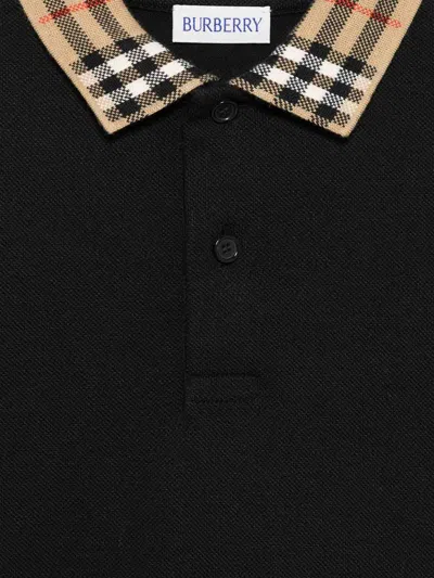 Burberry Black Cotton Polo Shirt In Black