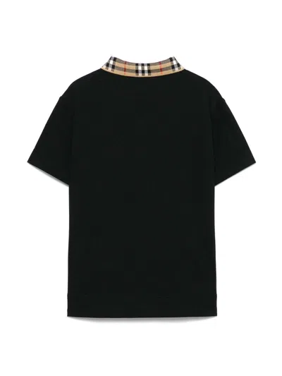 Burberry Black Cotton Polo Shirt In Black