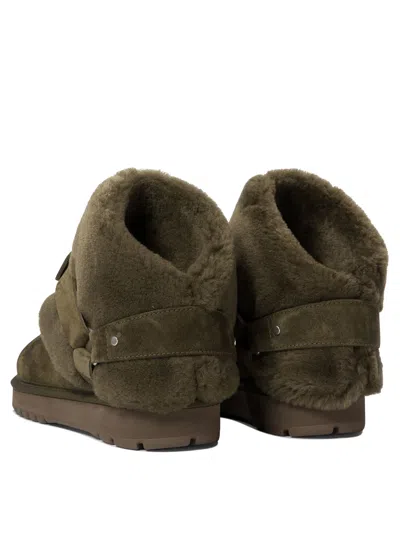 Burberry Man Ankle Boots Military Green Size 9 Shearling In Green