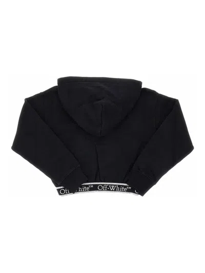 Off-white Bookish Logoband Hoodie Crop By Off White Kids In Black