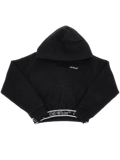 Off-white Bookish Logoband Hoodie Crop By Off White Kids In Black
