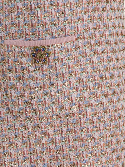 Valentino Womens Multicolor. Embellished Short-sleeves Woven Mini Dress In Pink