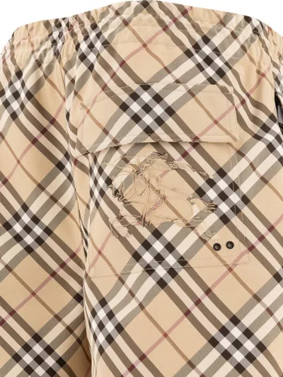 Burberry Drawstring Waistband Check Shorts With Embroidered Detail