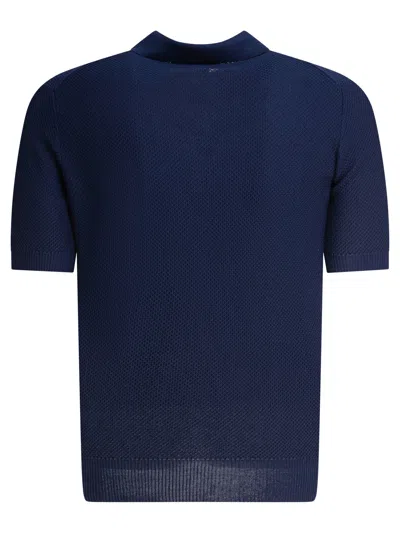 Tagliatore Collared Polo Shirt Short Sleeves In Blue