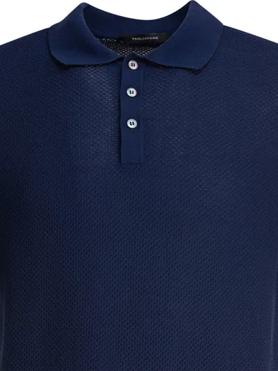 Tagliatore Collared Polo Shirt Short Sleeves In Blue