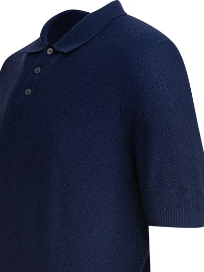Tagliatore Collared Polo Shirt Short Sleeves In Blue