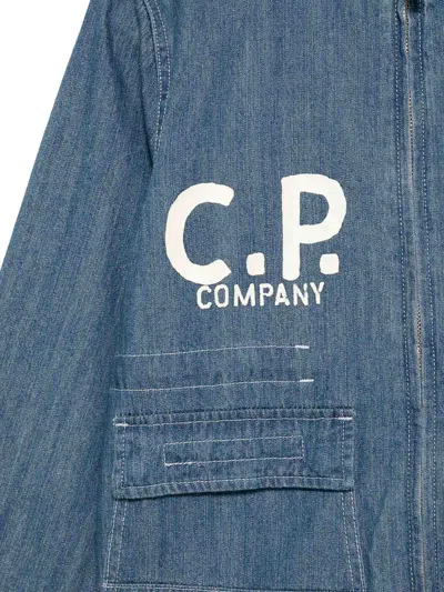 C.p. Company Goggles-detail Jacket In Blue