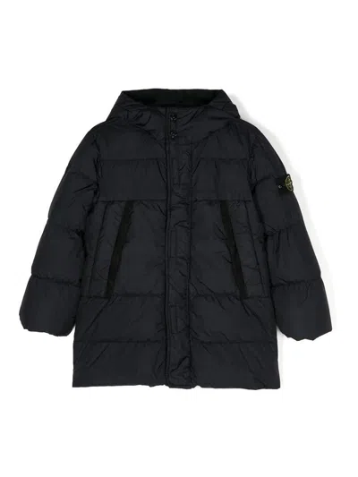 Stone Island Compass-badge Padded Coat In Black