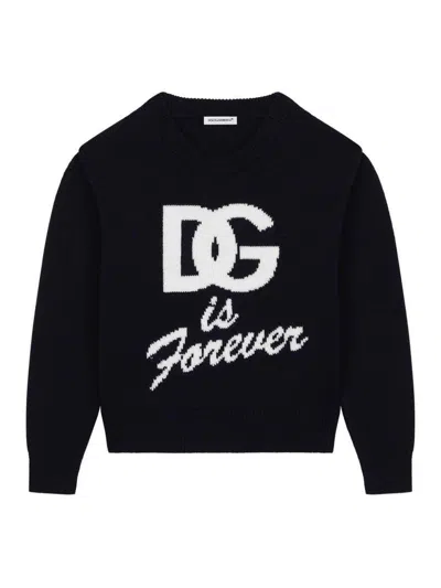Dolce & Gabbana Jr Suéter Cuello Redondo - Azul In Black