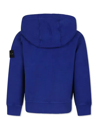 Stone Island Light Blue Sweatshirt For Boy With Compass In Blue