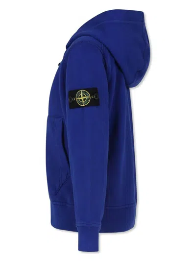 Stone Island Light Blue Sweatshirt For Boy With Compass In Blue