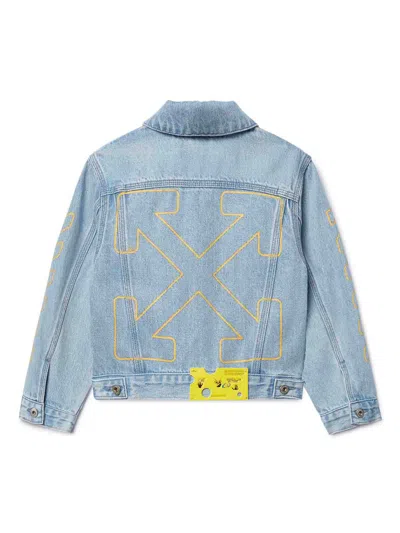 Off-white Diagonal Bookish Denim Jacket In Blue