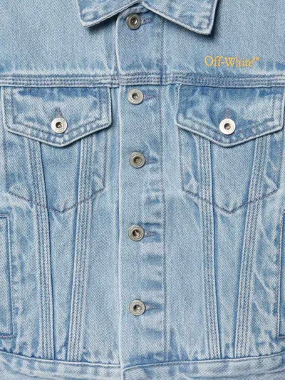 Off-white Diagonal Bookish Denim Jacket In Blue