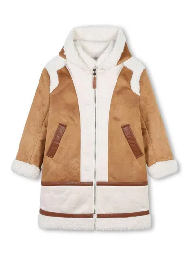 Chloé Faux-suede Coat In Brown