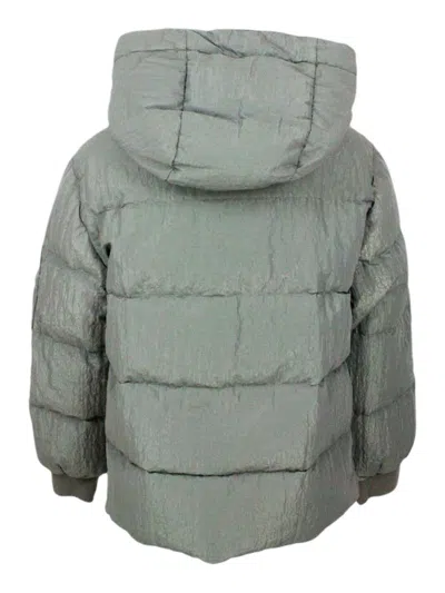 C.p. Company Down Jacket In Real Goose Down In Saint-peter Fabric In Wrinkled Effect Garment Dyed. Full Zip Closu In Green