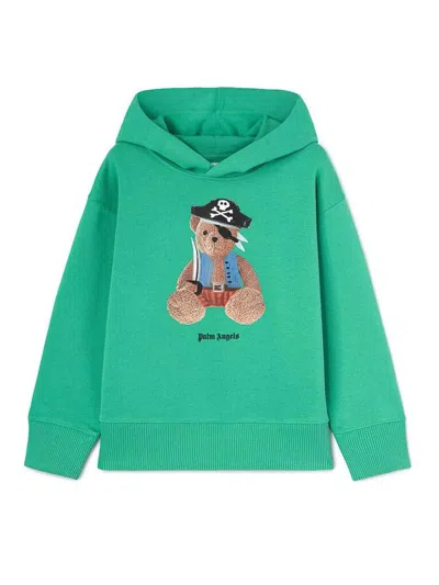 Palm Angels Bear Graphic-print Hoodie In Green
