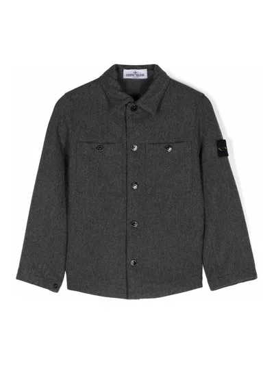 Stone Island Compass-badge Shirt Jacket In Black