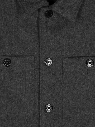 Stone Island Compass-badge Shirt Jacket In Black