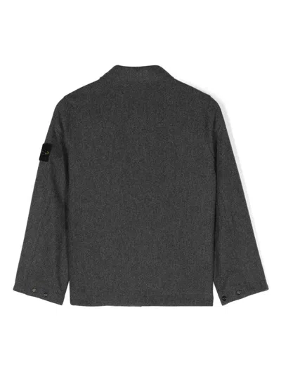 Stone Island Compass-badge Shirt Jacket In Black