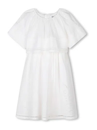 Chloé Broderie-anglaise Dress In White