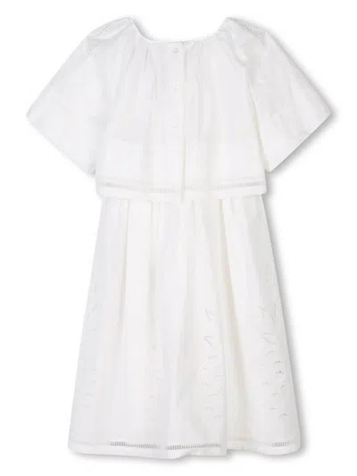 Chloé Broderie-anglaise Dress In White