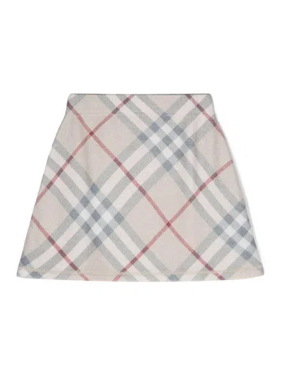 Burberry Check-pattern Wool Skirt In Nude