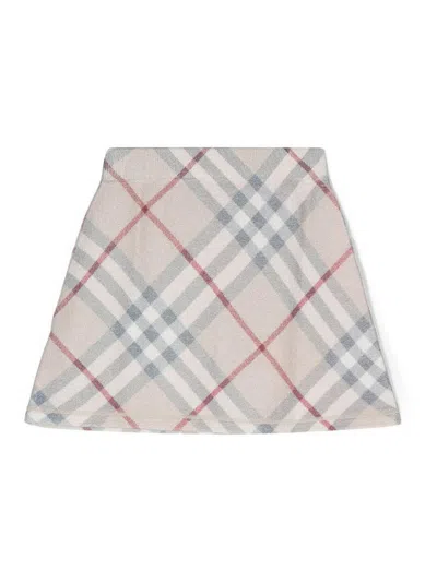 Burberry Check-pattern Wool Skirt In Nude